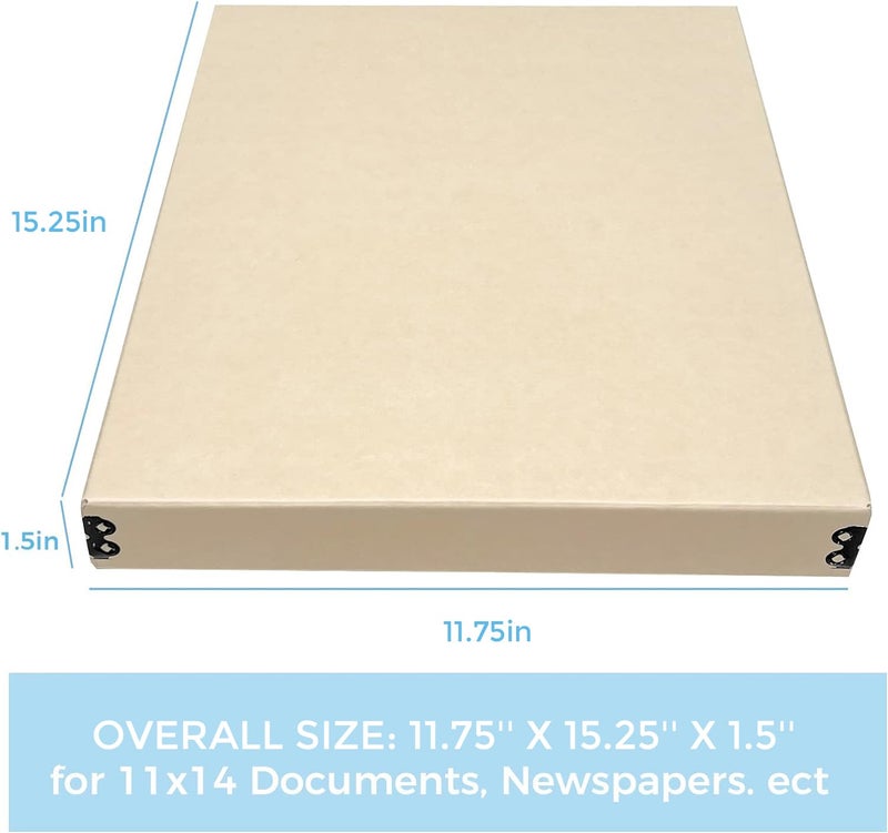 Lineco Museum Archival Storage Box, 11.75x15.25x1.5 in. Drop Front Design. Acid-Free with Metal Edge. Organize Photos, Pictures, Prints, Documents, Crafts, DIY. Tan, 1 Pack - Image 3